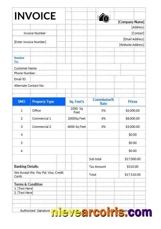Commercial Real Estate Invoice